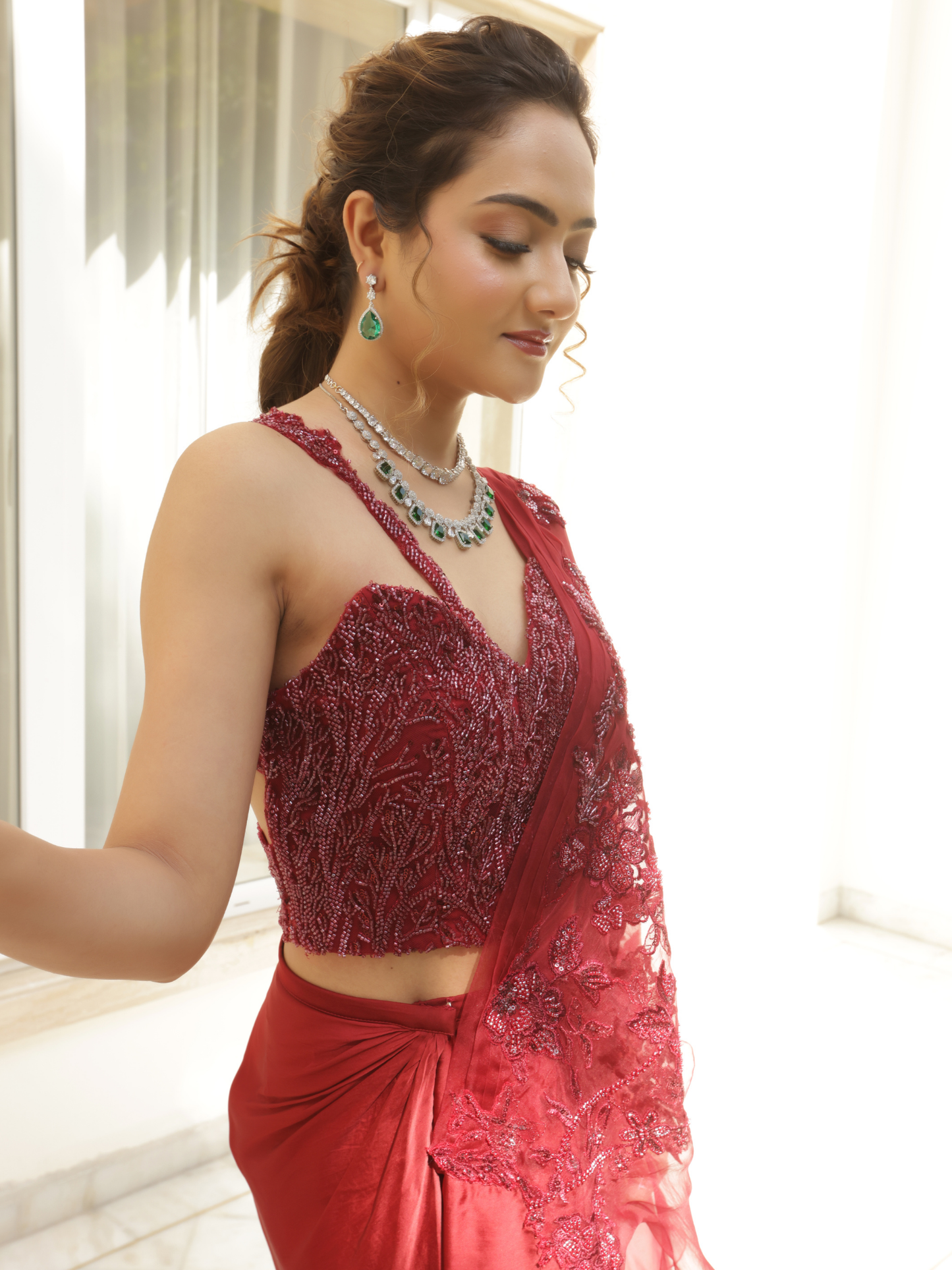 Pre Draped Saree Set
