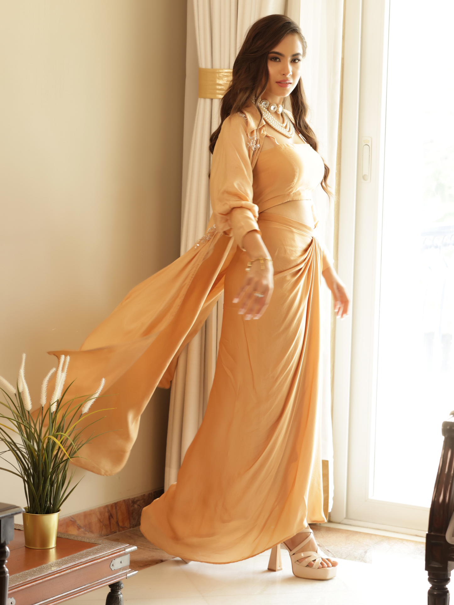 Jacket Skirt Drape Set