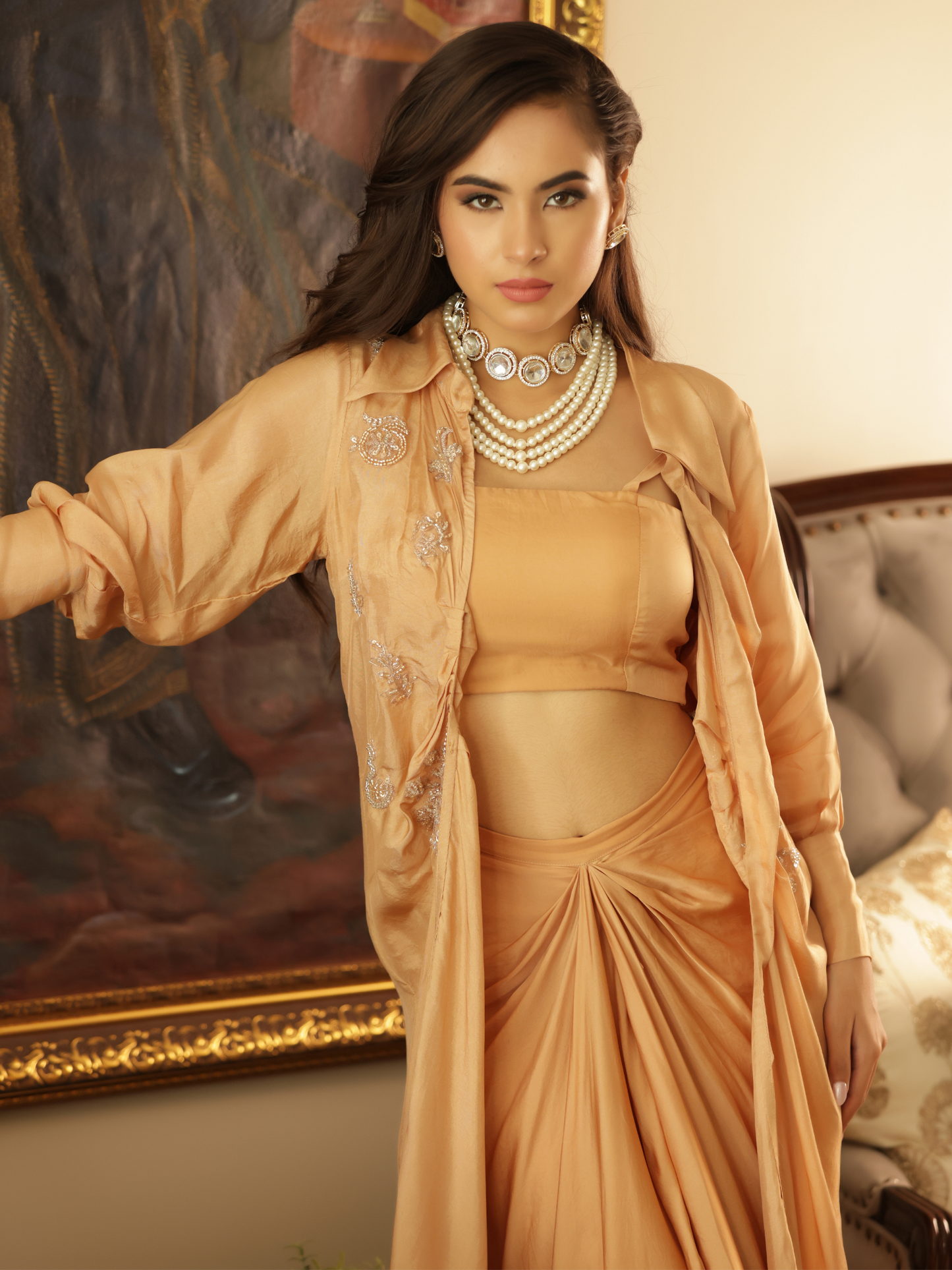 Jacket Skirt Drape Set