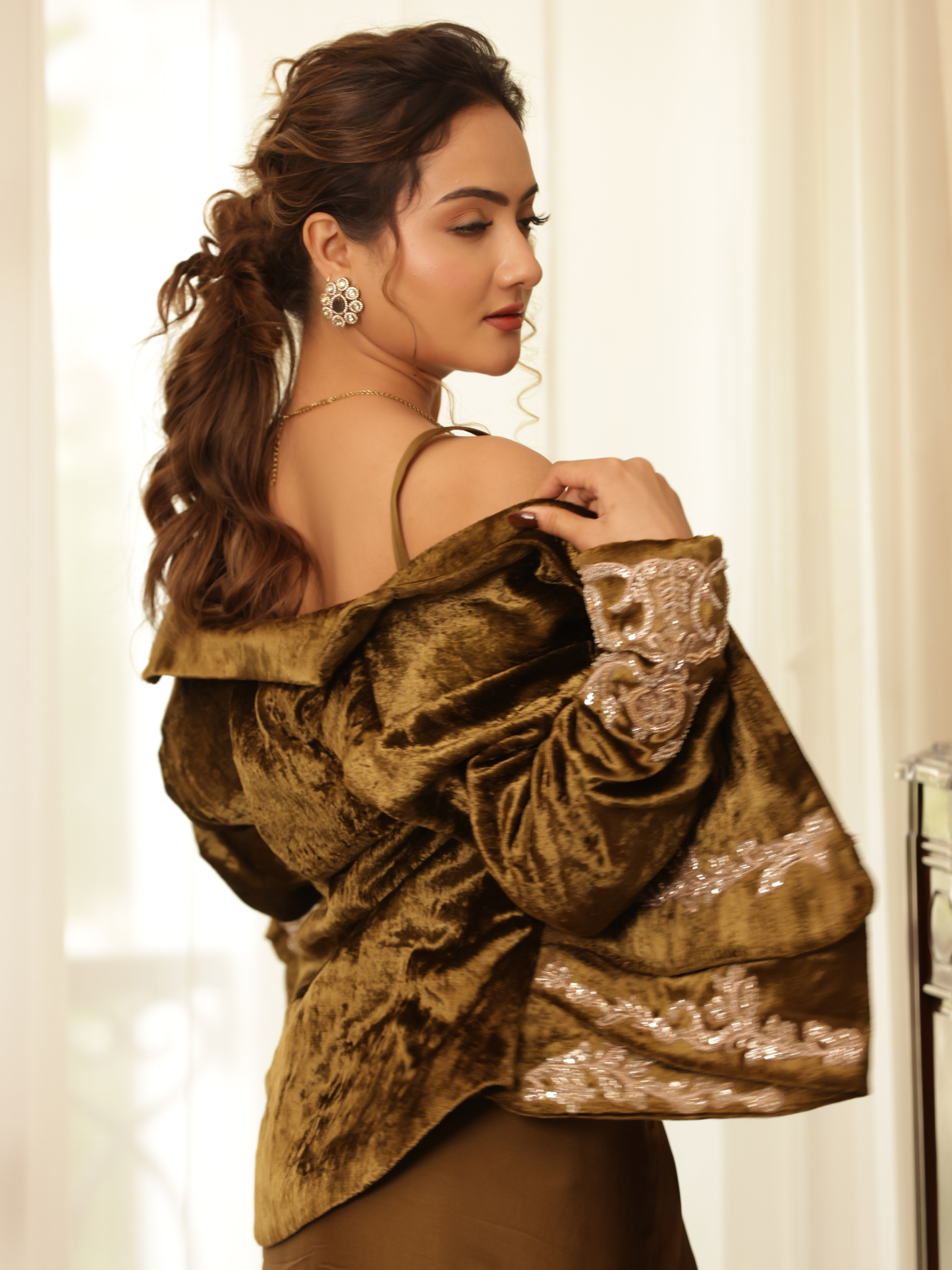 Velvet Coat Saree Set