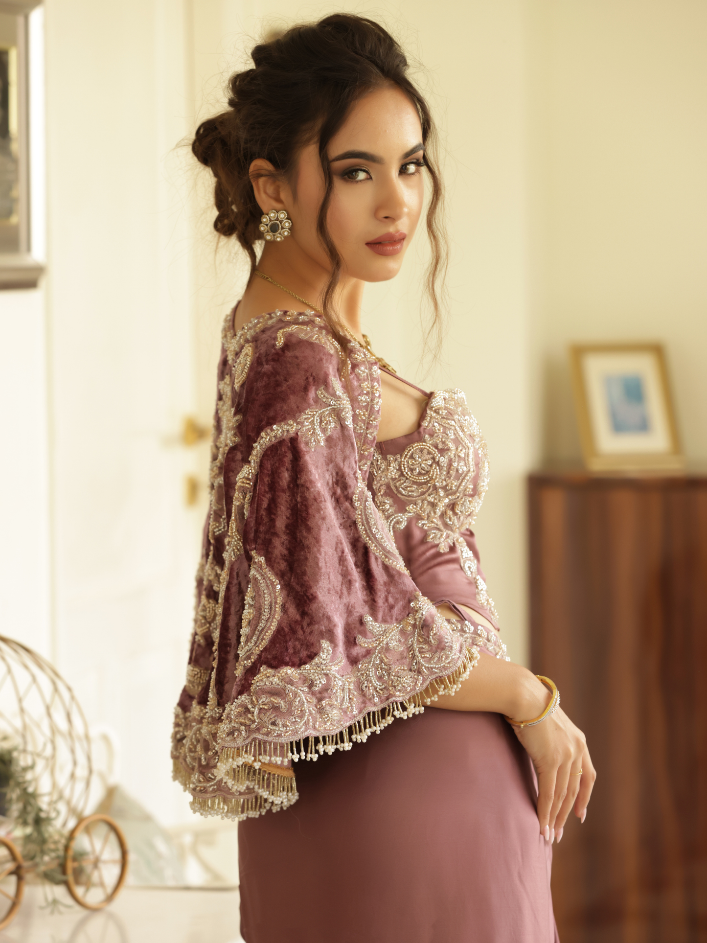 Cape Corset Saree Set