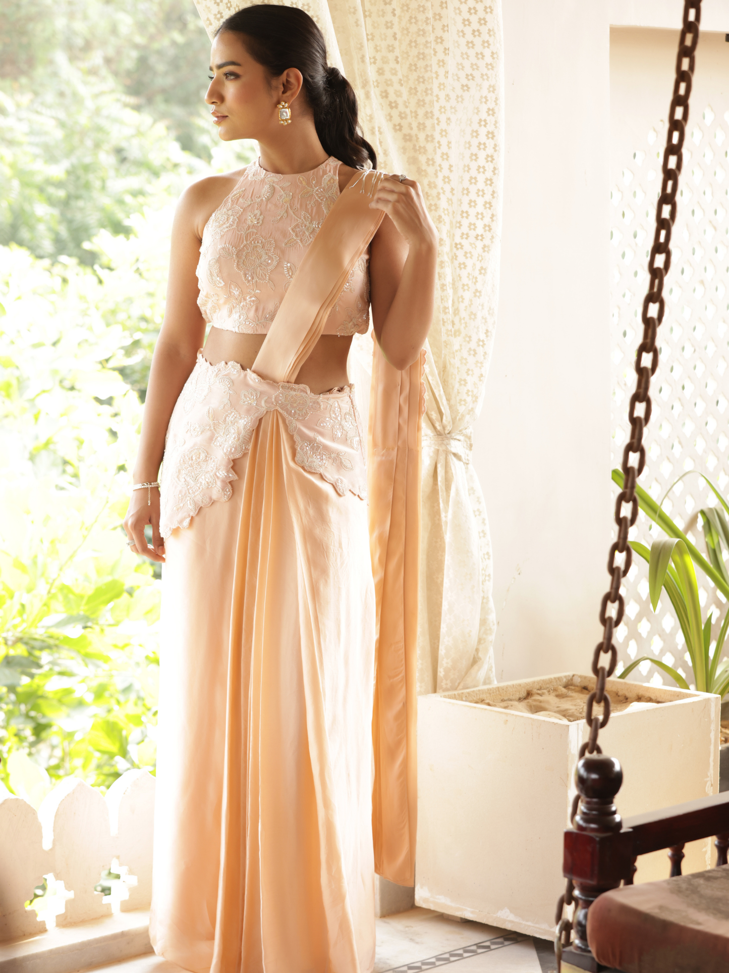 Emblazon Patched Drape Saree