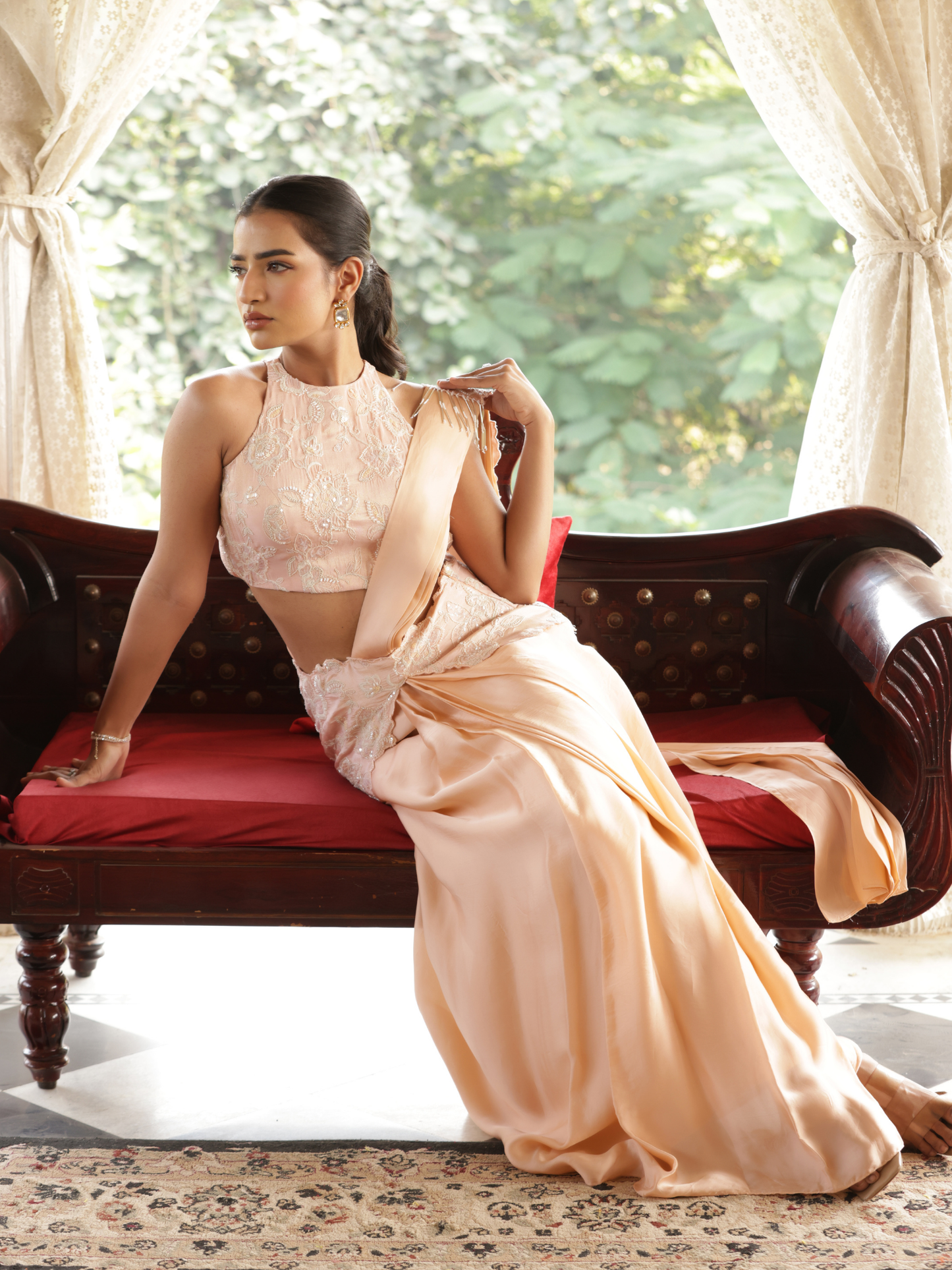 Emblazon Patched Drape Saree