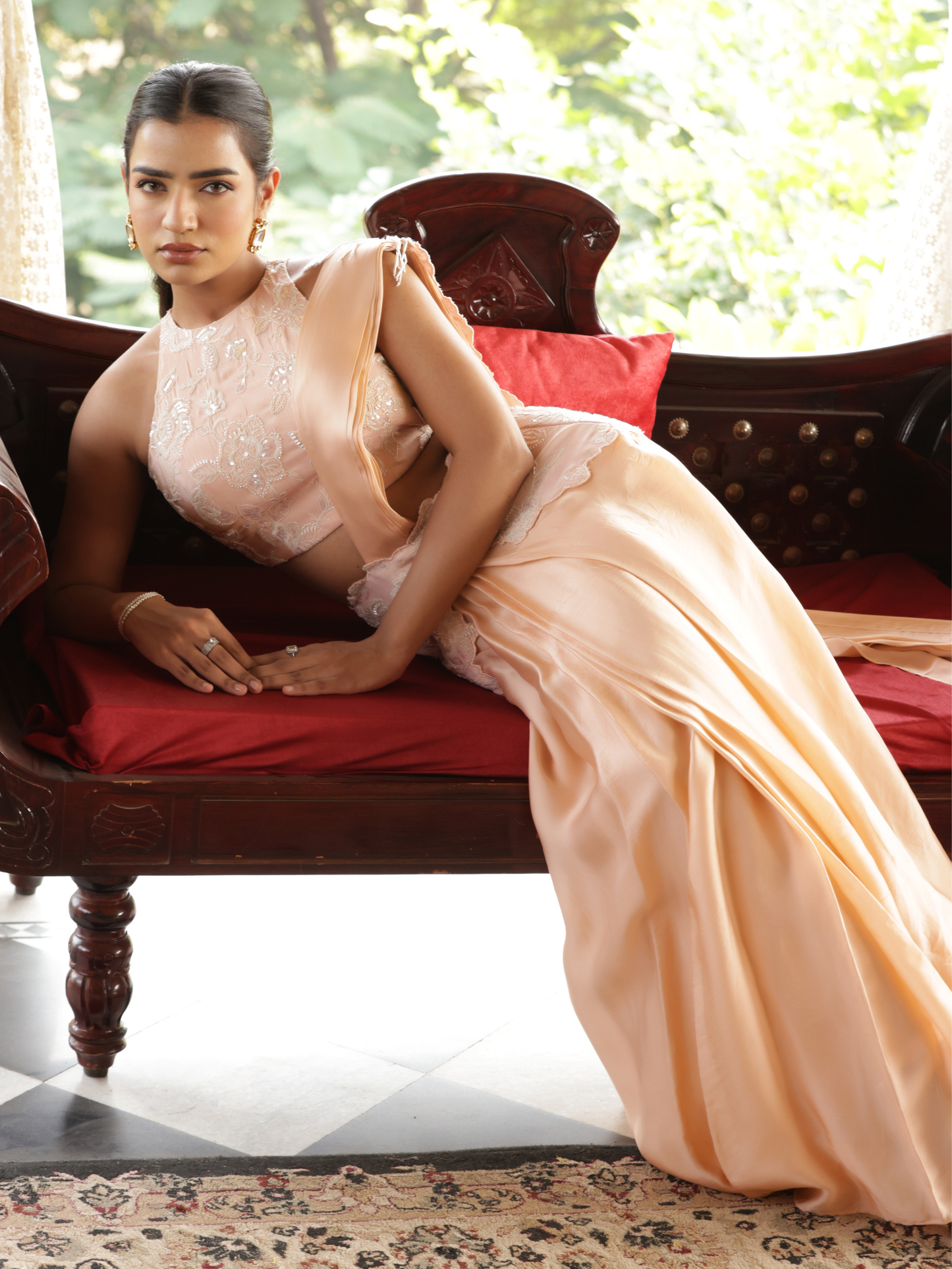 Emblazon Patched Drape Saree