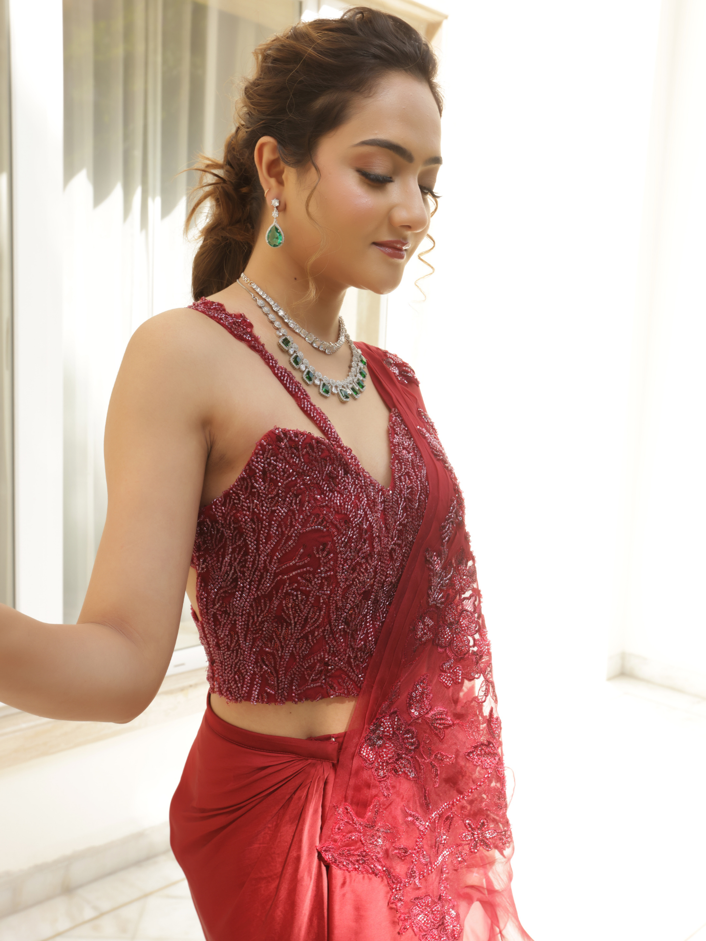 Pre Draped Saree Set