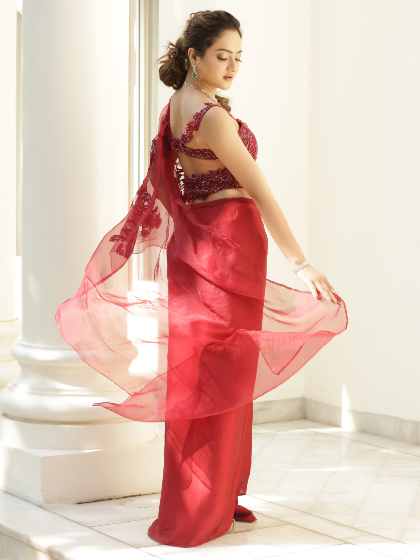 Pre Draped Saree Set