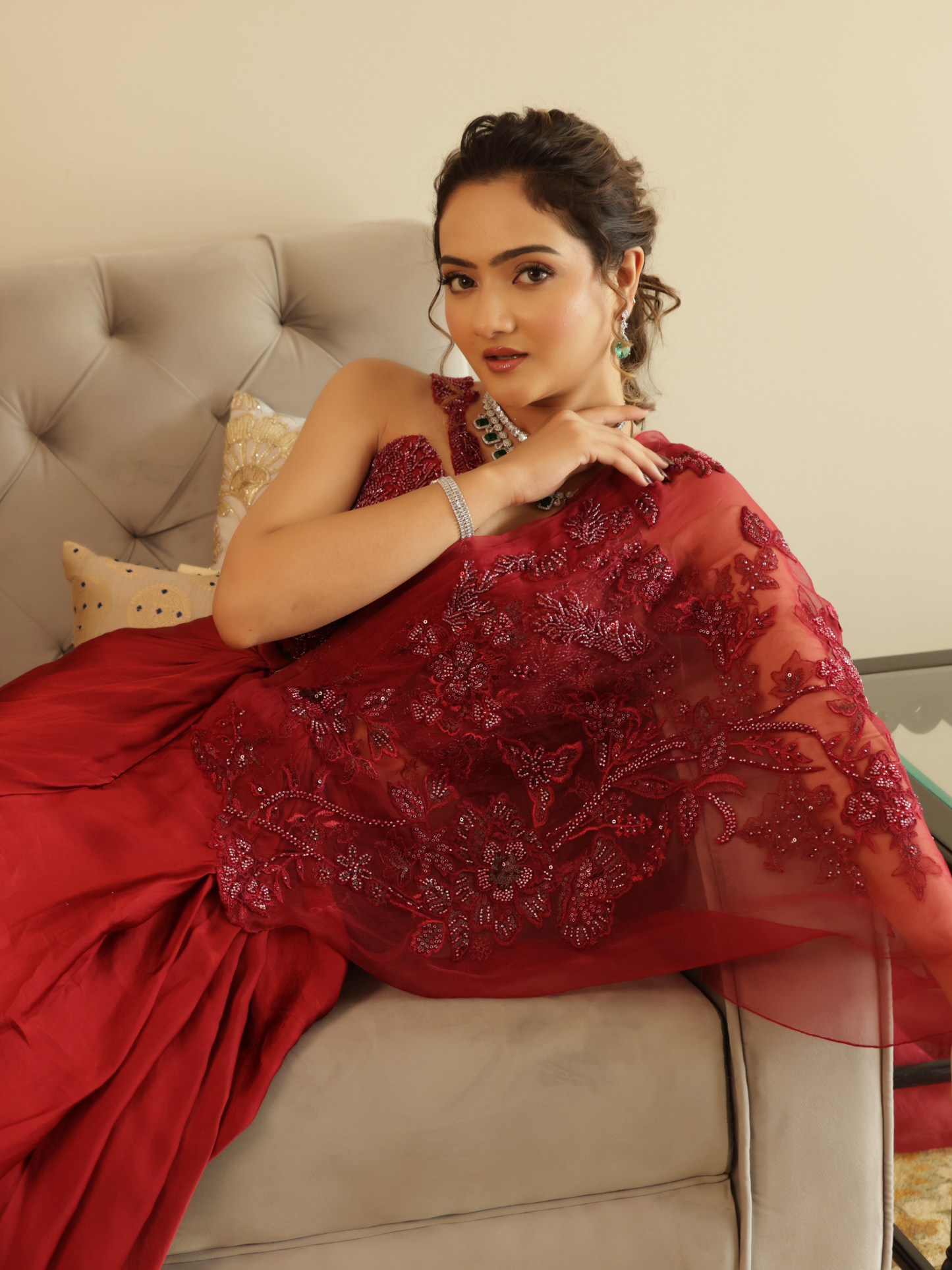 Pre Draped Saree Set