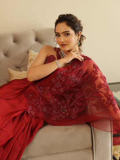 Pre Draped Saree Set