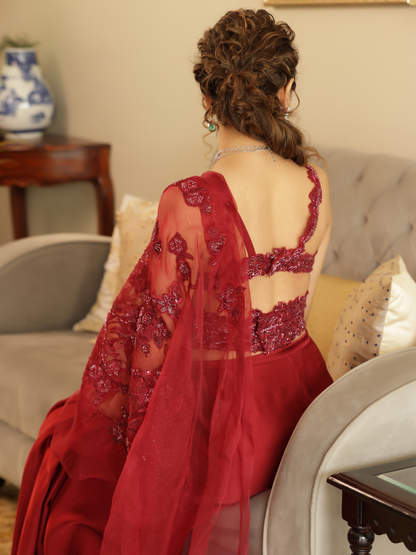 Pre Draped Saree Set