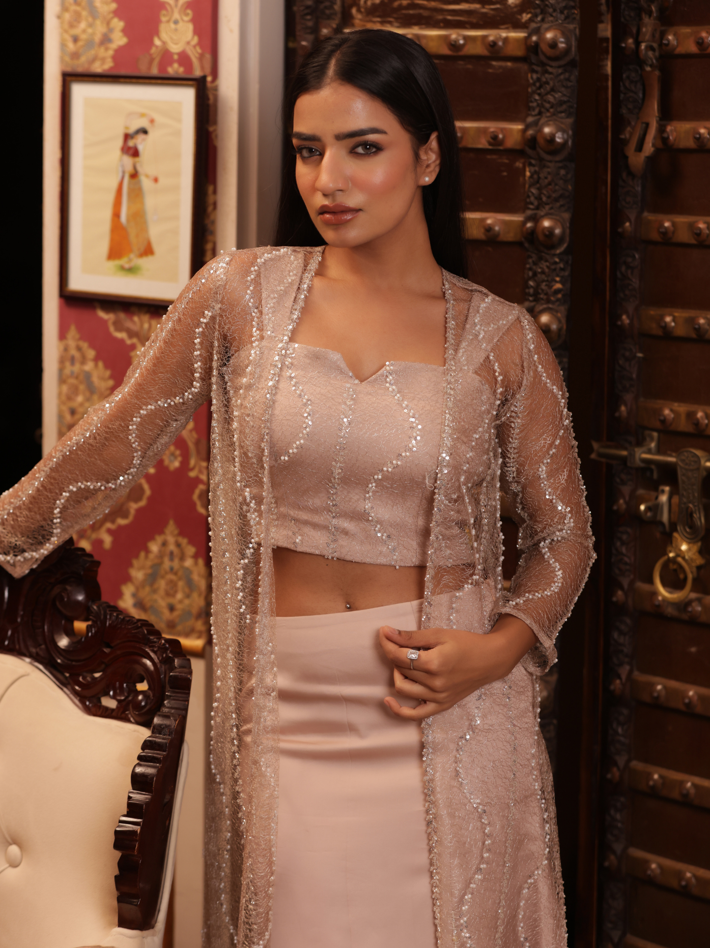 Pellet Pastel Skirt Lehenga Set With Jacket