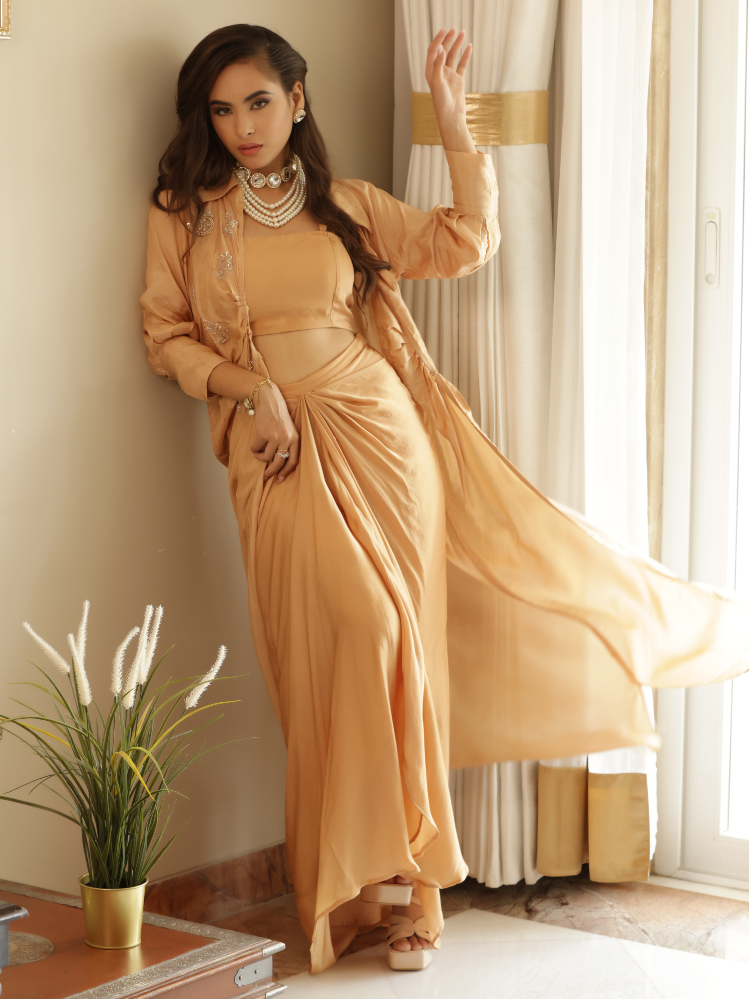 Jacket Skirt Drape Set