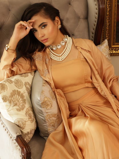 Jacket Skirt Drape Set