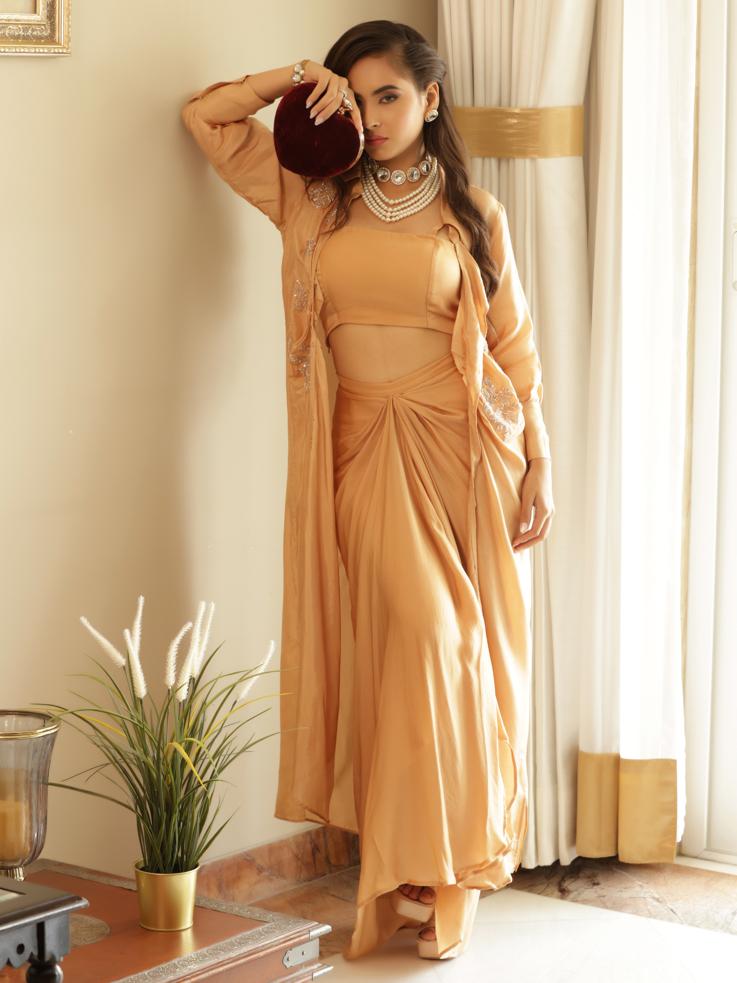 Jacket Skirt Drape Set