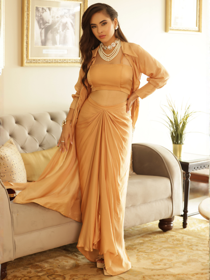 Jacket Skirt Drape Set