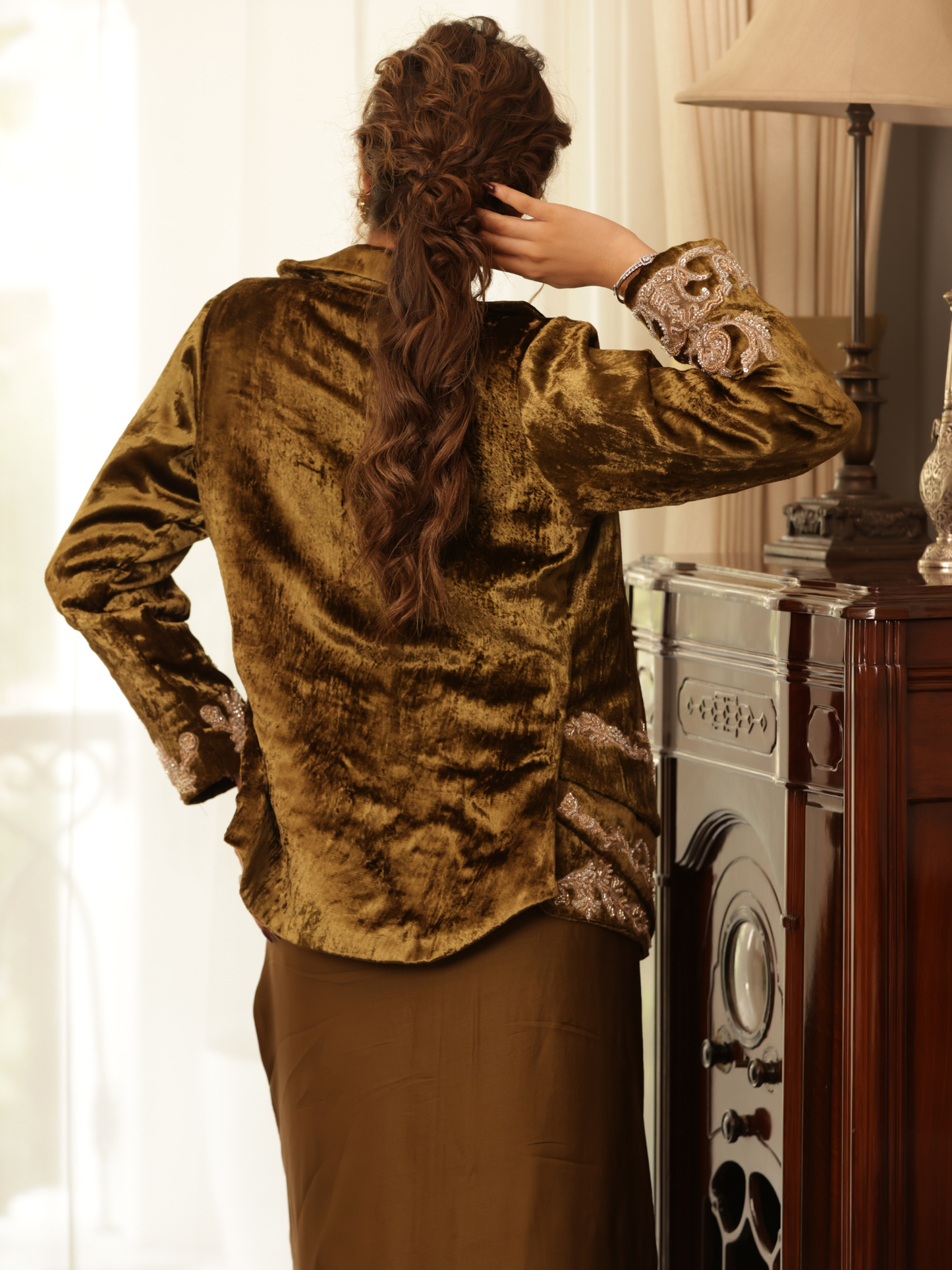 Velvet Coat Saree Set