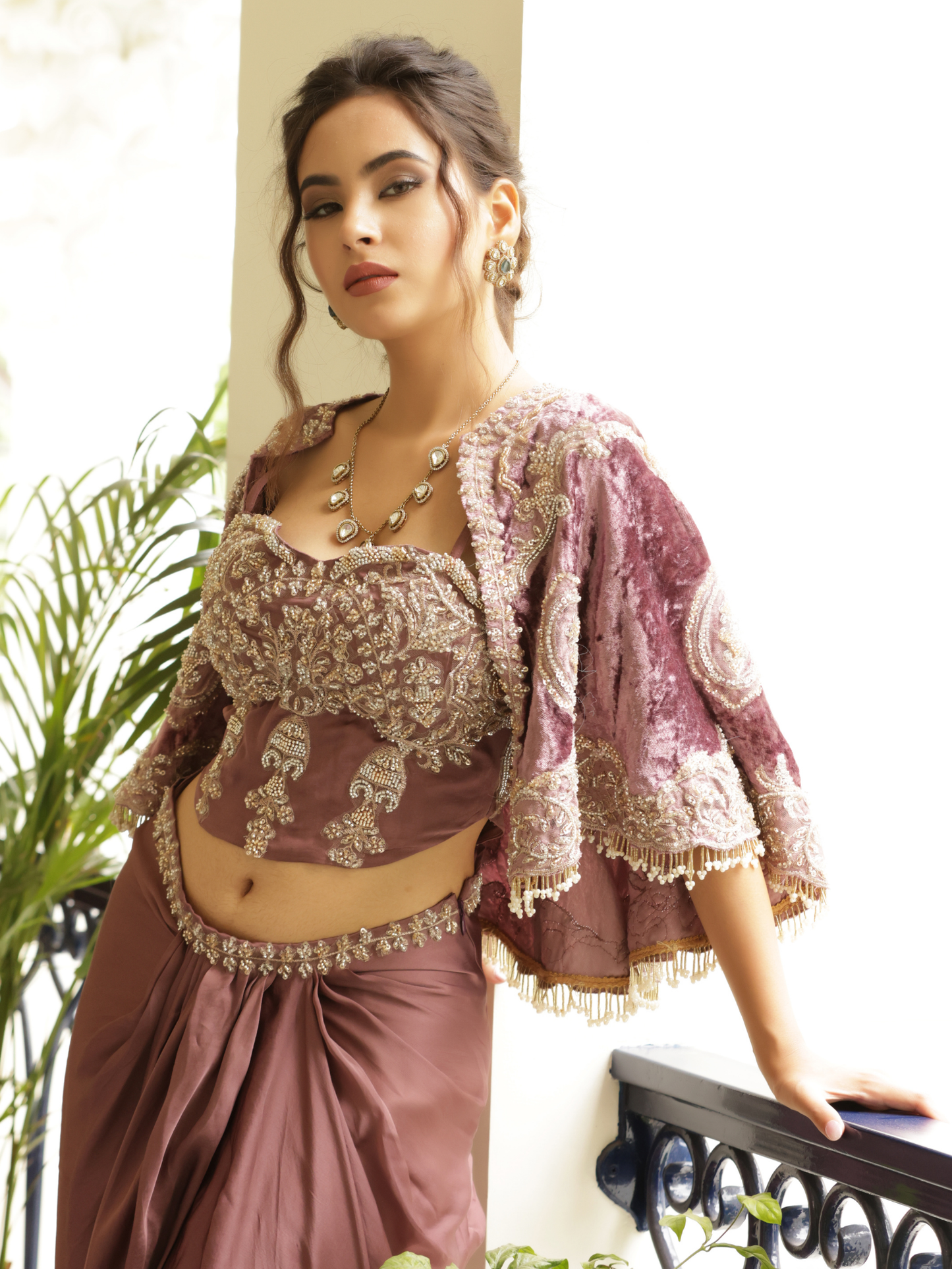 Cape Corset Saree Set