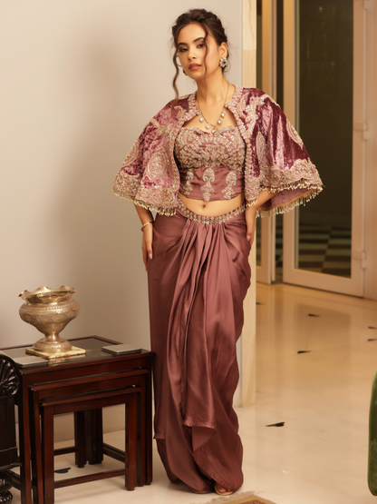 Cape Corset Saree Set