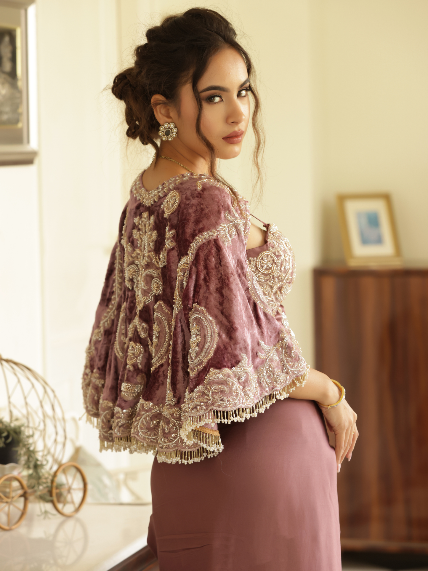 Cape Corset Saree Set