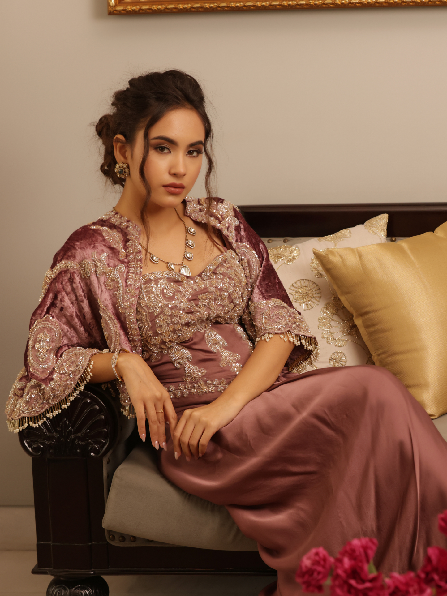 Cape Corset Saree Set