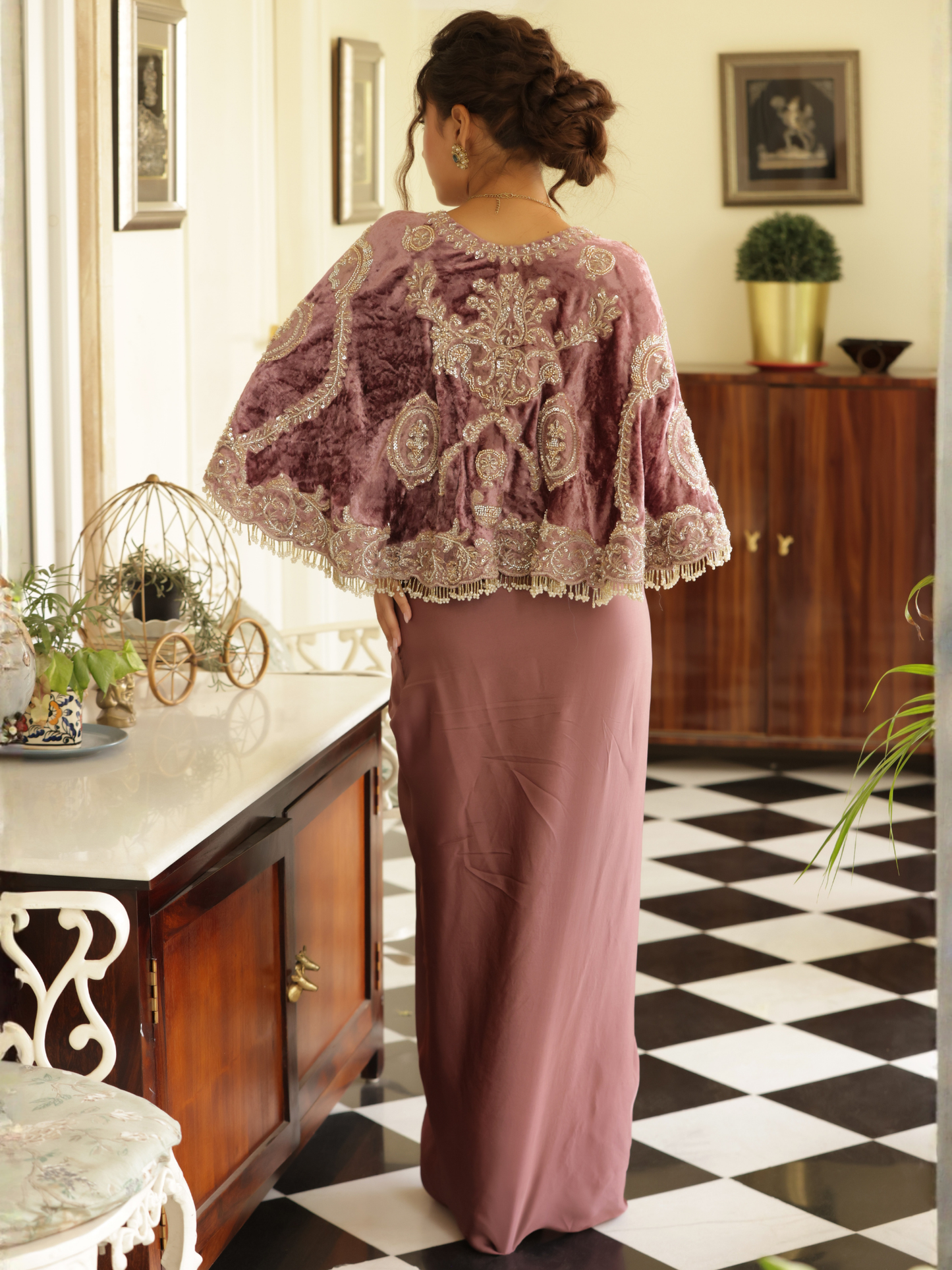 Cape Corset Saree Set