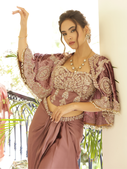 Cape Corset Saree Set