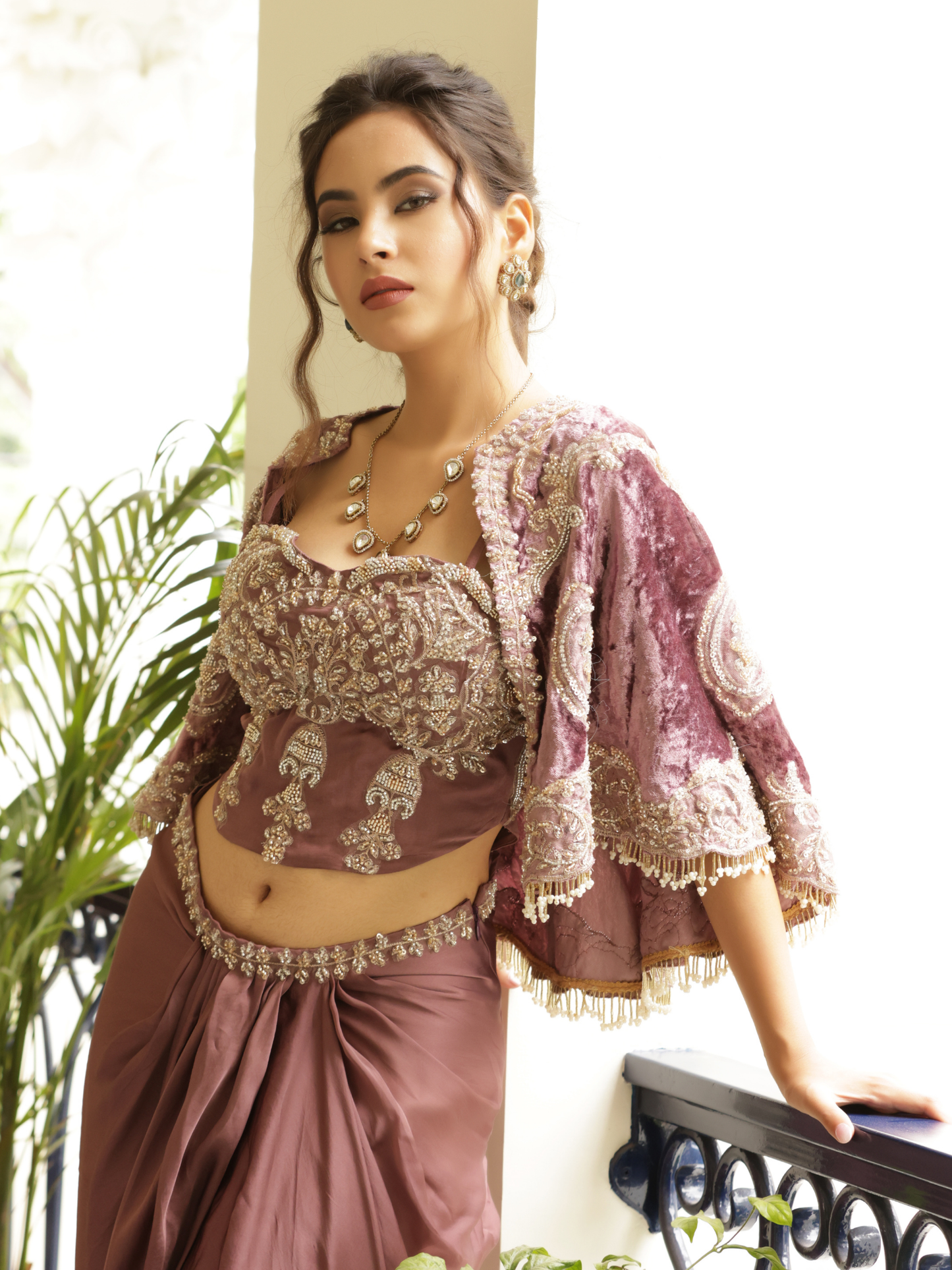 Cape Corset Saree Set