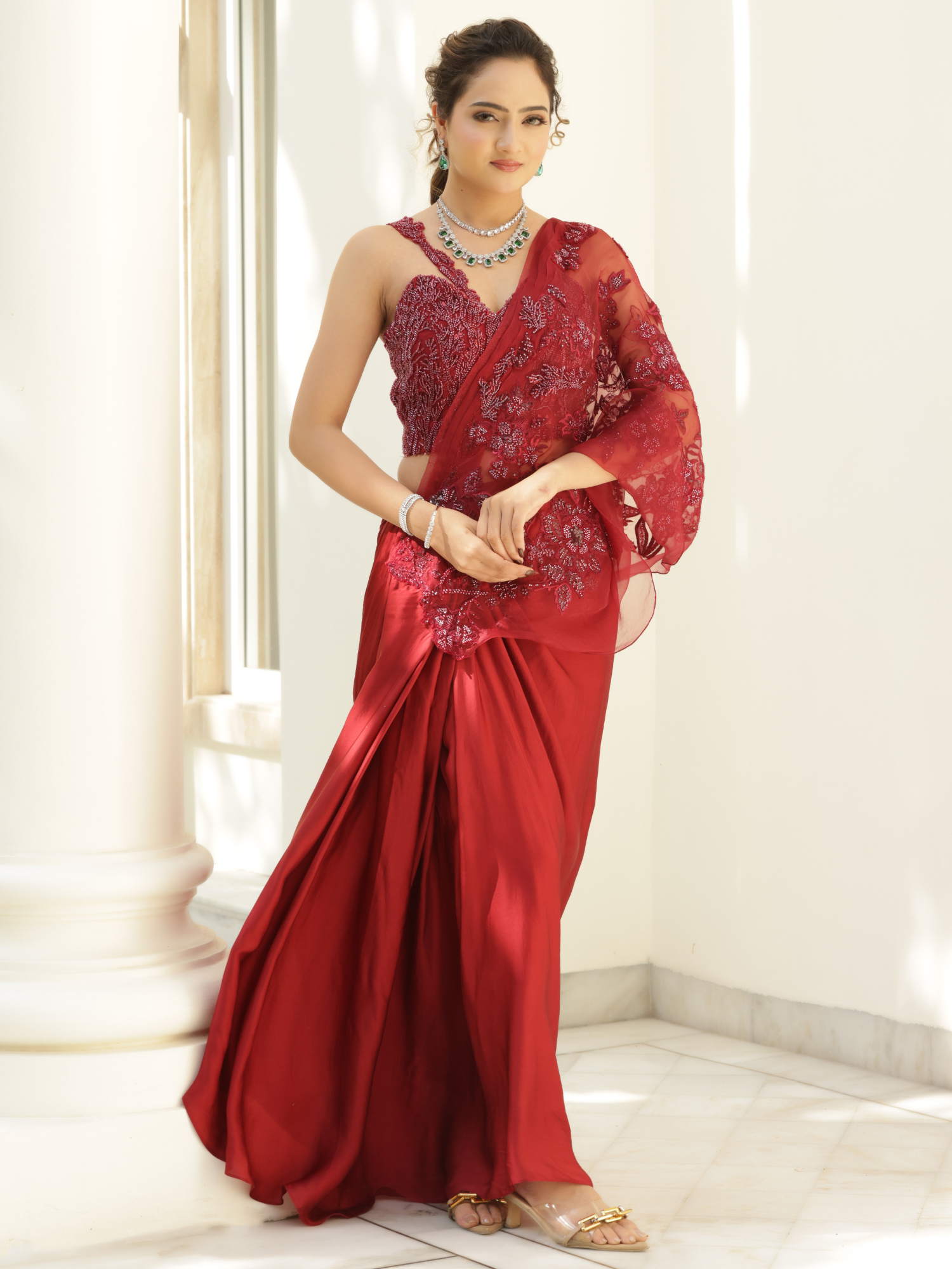 Pre Draped Saree Set