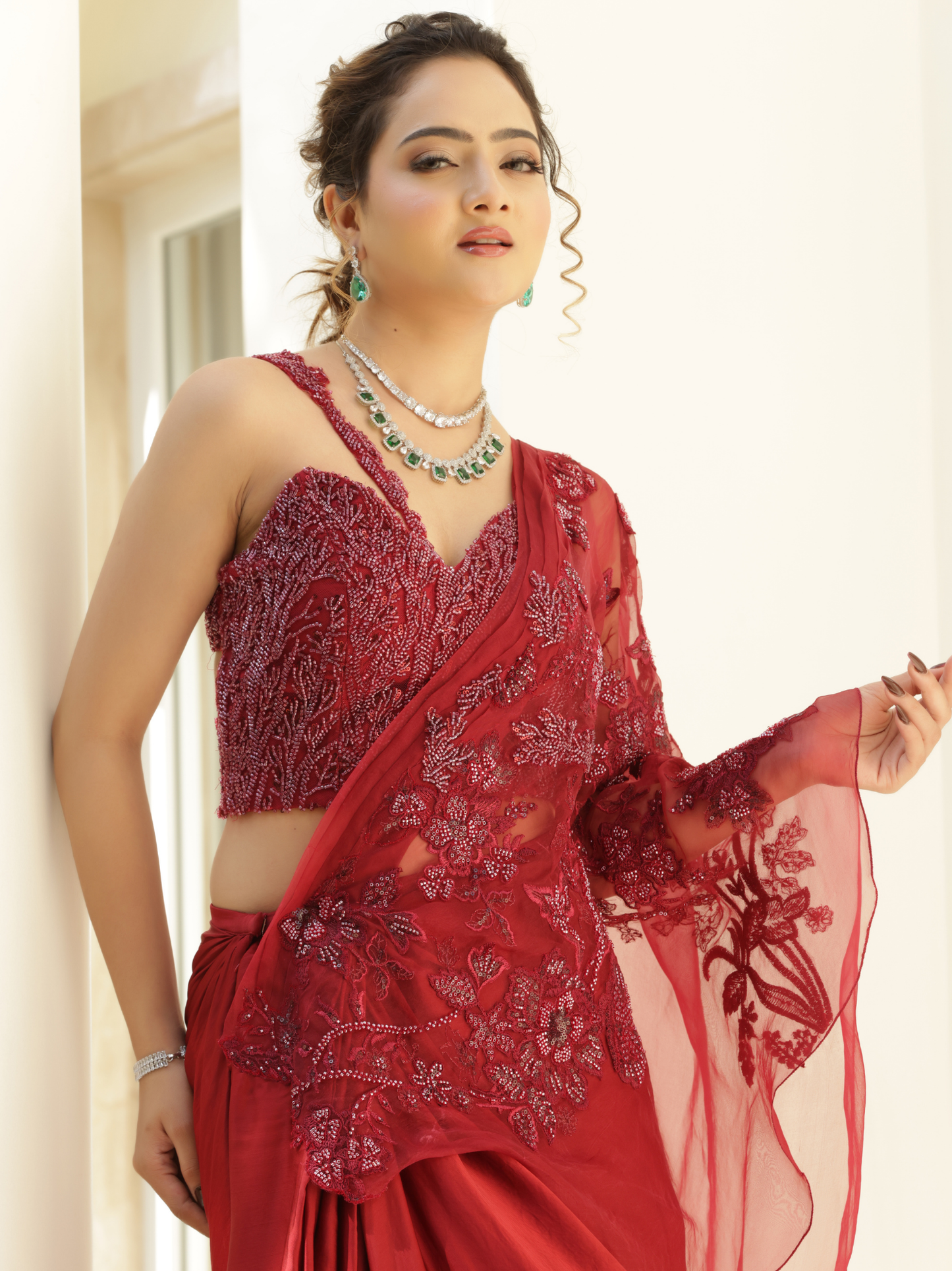 Pre Draped Saree Set